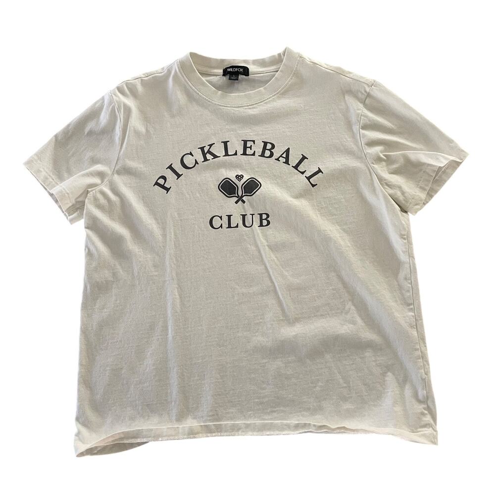 Wildfox PickleBall Club Ryan Tee Snow White‎ Women's Size Large